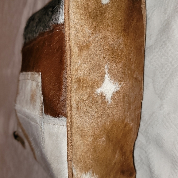 Myra Bag handbag patched 100% leather cow hide & suede brown cream - Picture 6 of 9